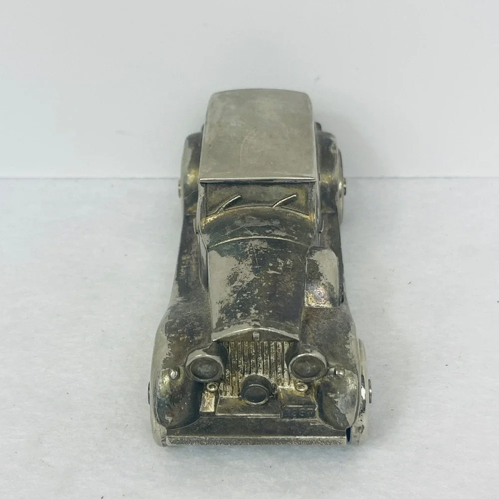 Vintage 1937 Rolls Royce Phantom Metal Coin Bank Silver Tone Die Cast Car 5.5in
